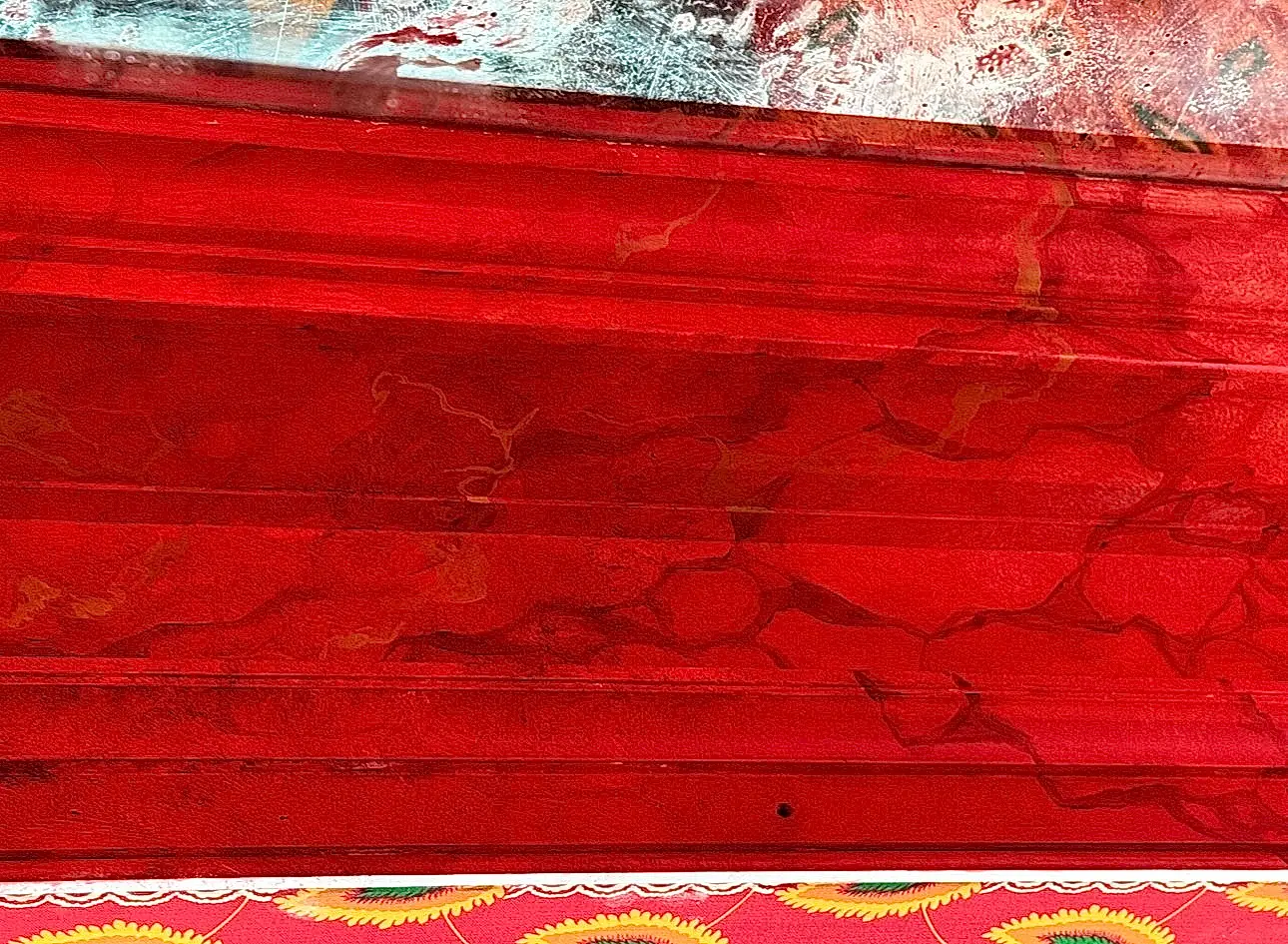 Maxime's — custom faux marble finish in deep red with gilded veining