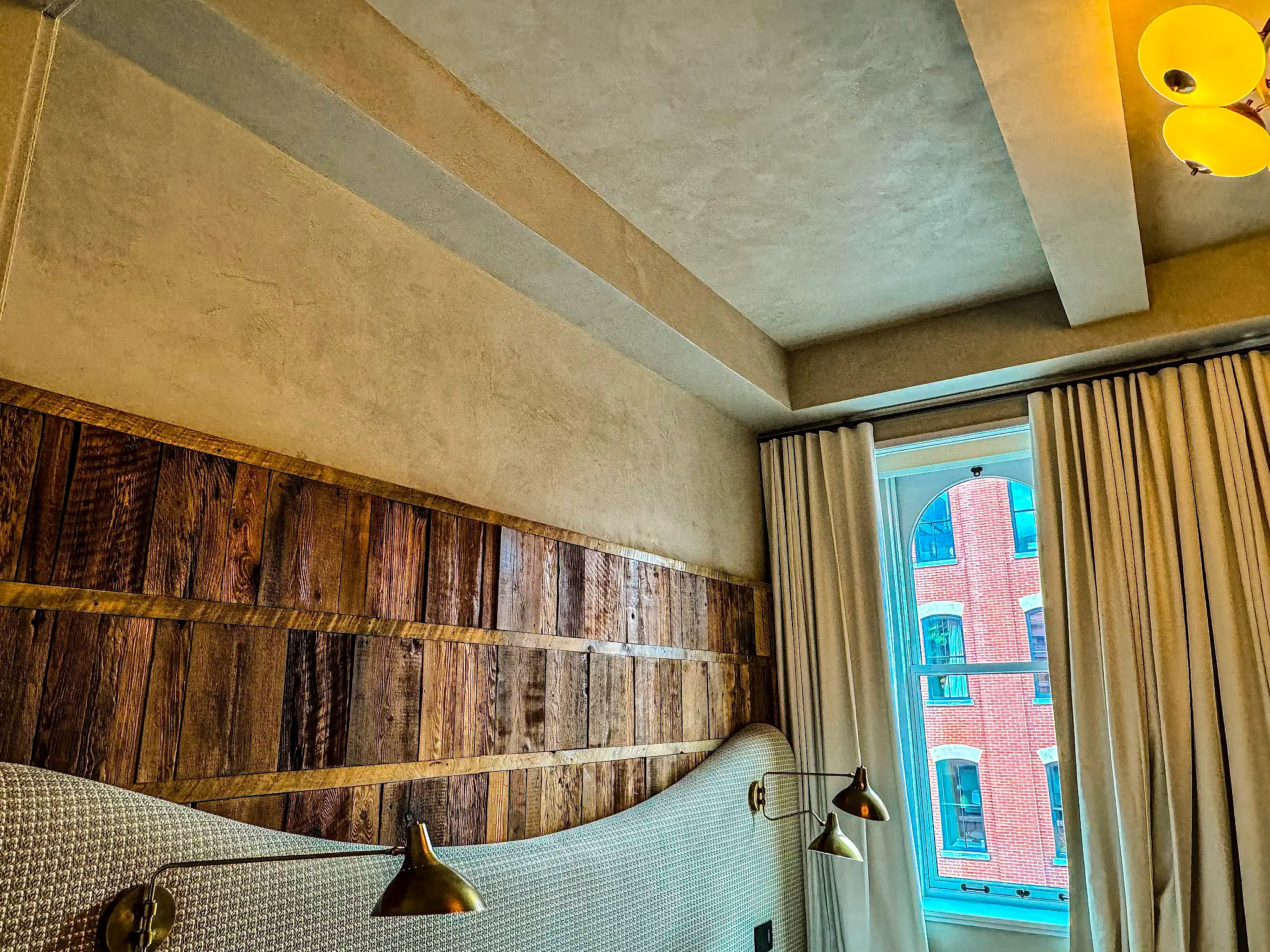 Laight St Residence — lime-plaster ceiling and beams