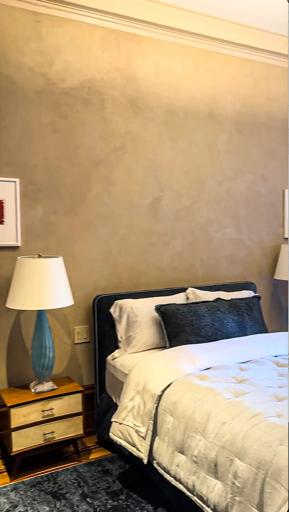 W 13th St Residence — polished plaster bedroom wall